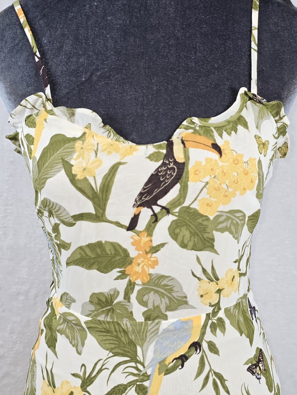 Reformation Cassandra Midi Dress In Tropics Print Sz.0 Slit Adjustable Straps - Picture 3 of 16